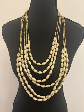 Layered Cream Bead Statement Necklace